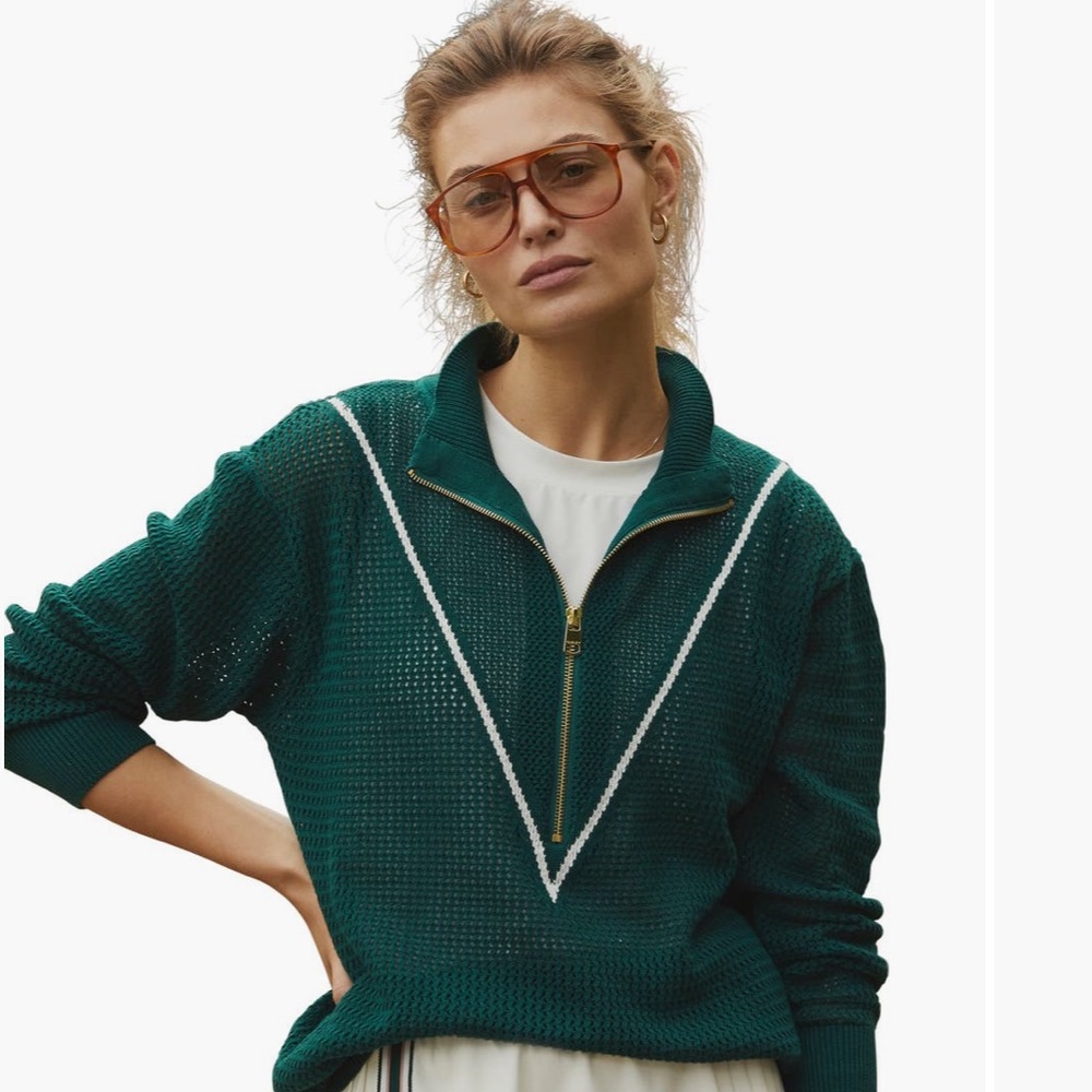 Varley Green Half-Zip Sweater